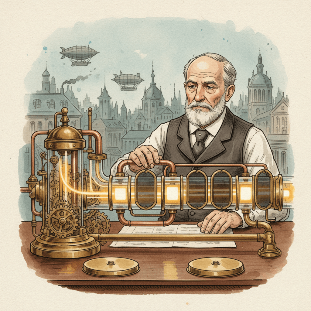 Steampunk watercolour illustration of a local advertiser adjusting a brass campaign budget machine that concentrates spend into selected hours, for an article about Google Ads budget pacing changes.