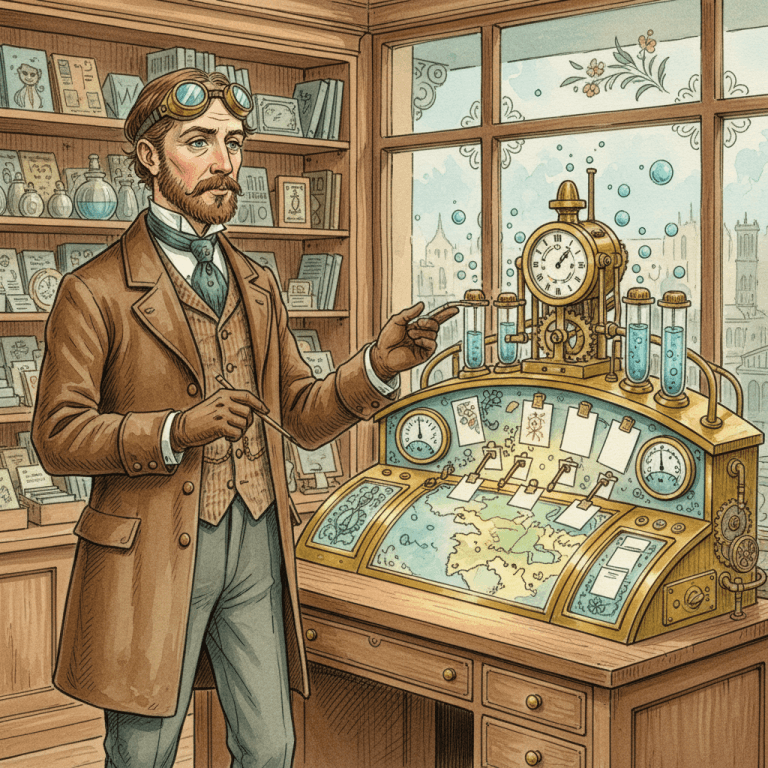 Victorian-futurist local business dashboard measuring the reach of shop updates across Bath and the South West